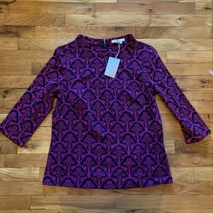 NWT Boden Navy/Pink Blouse Size 12